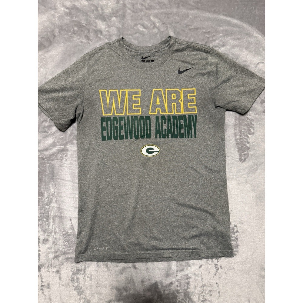 Nike Dri-FIT T-shirt Men Small Gray Edgewood Academy Graphic Tee Short Sleeve